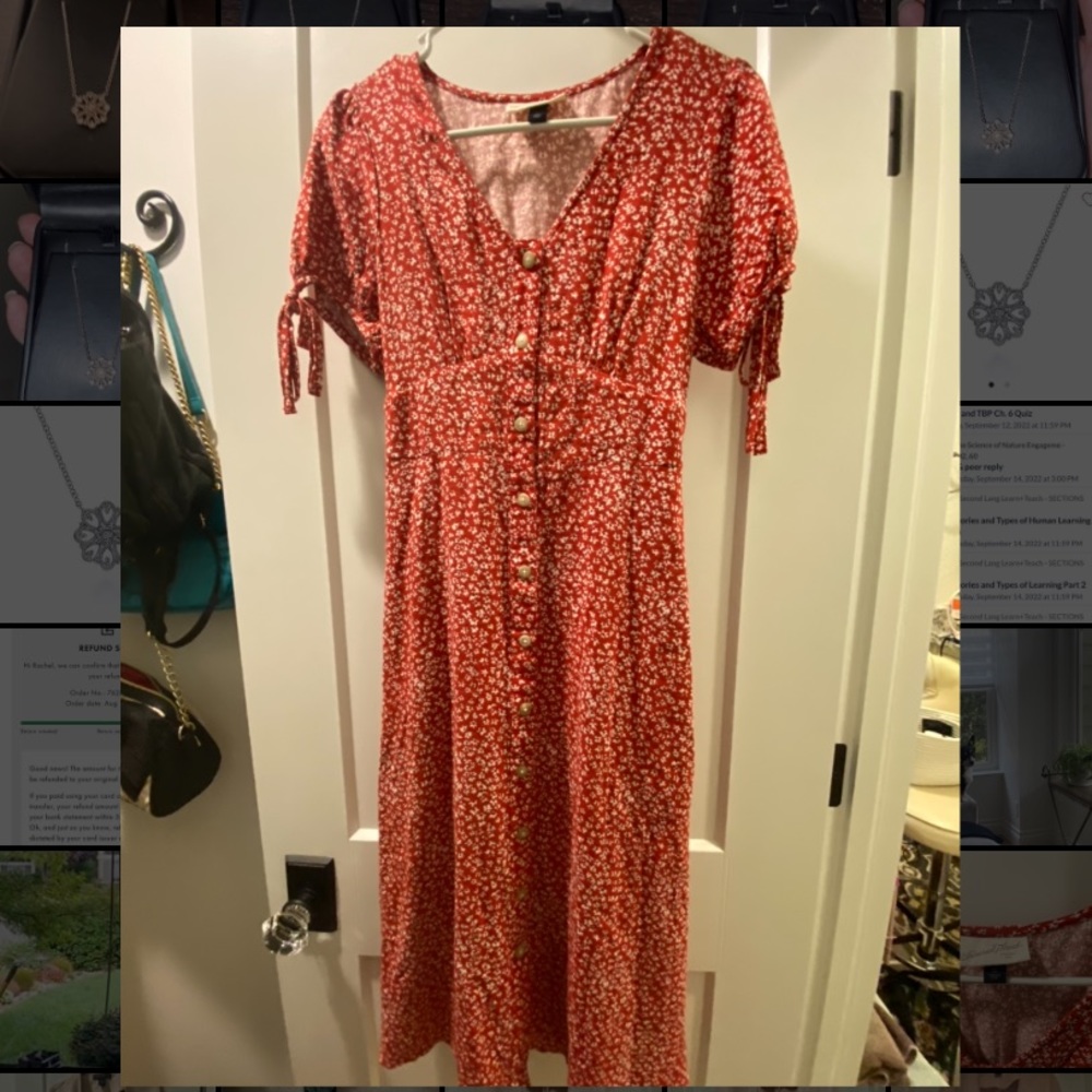 Universal Thread Red Dress with White Flowers